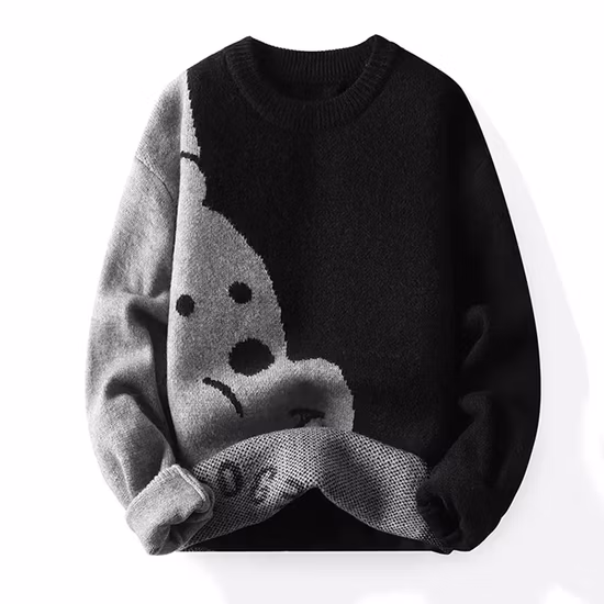 Jersey de manga larga con cuello redondo para hombre personalizado, suéter de poliéster con letras en 3D, suéteres de punto con patrón Jacquard para hombre